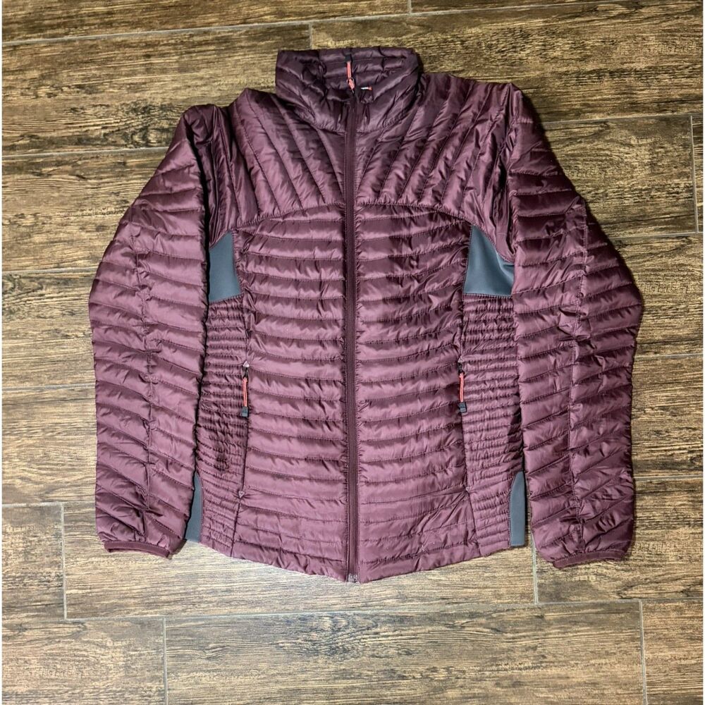 Eddie Bauer Maroon Puffer Jacket with Orange Lining - S